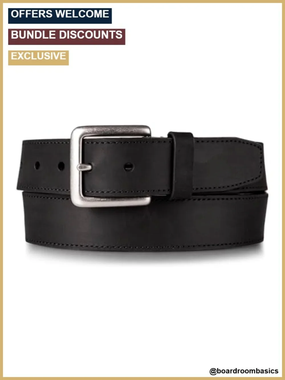 Full Grain Leather Heavy Duty Work Belt Metal Buckle Durable Classic